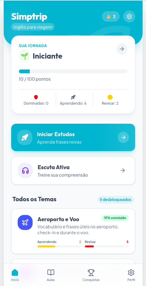 Simptrip App Interface
